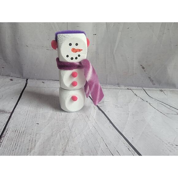 Wooden Handmade Snowman Winter Tiered Tray Home Decor Shelf Sitterneon Pink New - Picture 1 of 6
